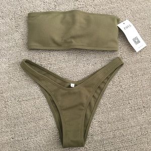 Green Ribbed Bikini